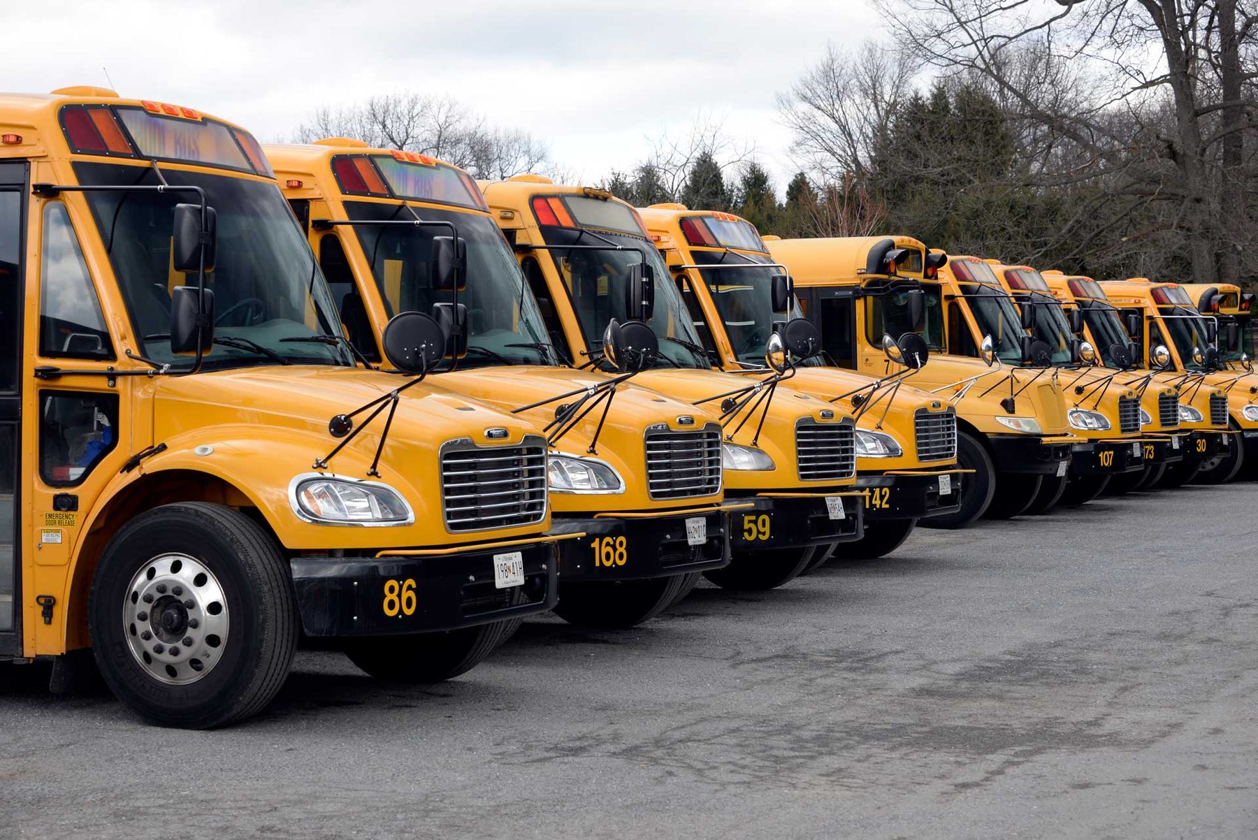Rill's school buses lined up at the Westminster yard
